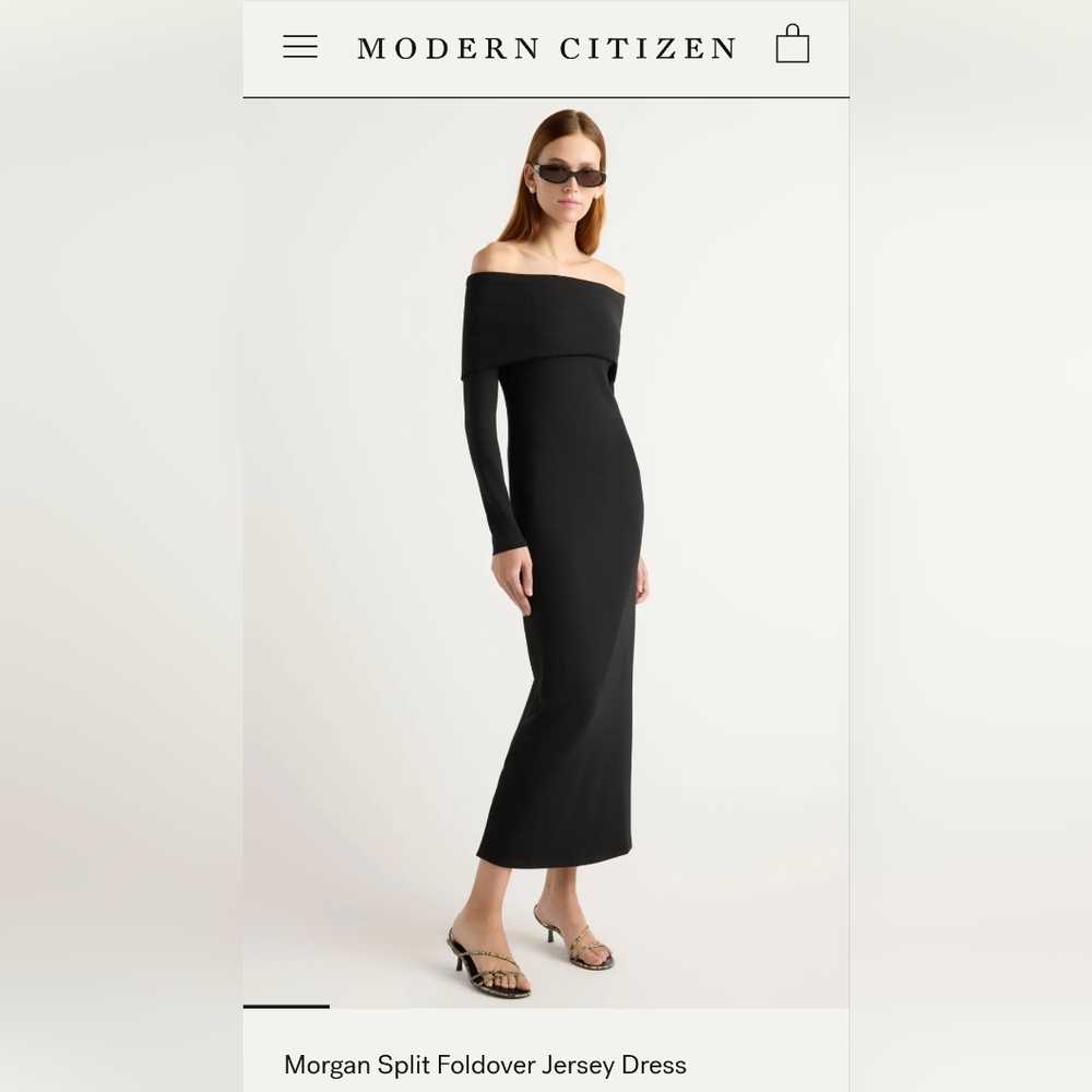 Modern Citizen Morgan Split Foldover Jersey Dress Black Medium